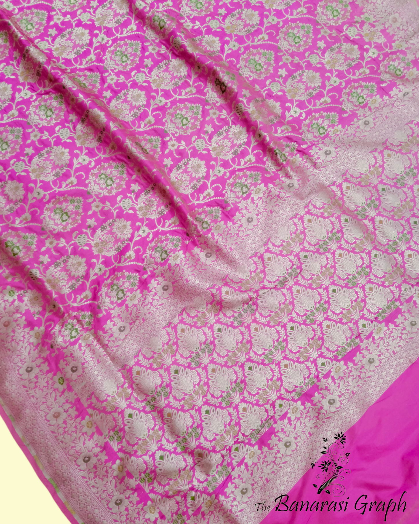 Pure Katan Handloom Silk - All Over Jaal Work Tilfi Meenakari Banarasi Saree