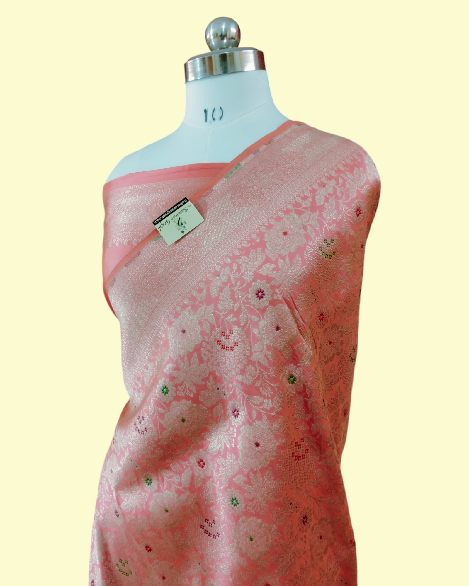 Peach Pure Katan Handloom Silk - All Over Jaal Work Tilfi Meenakari Banarasi Saree