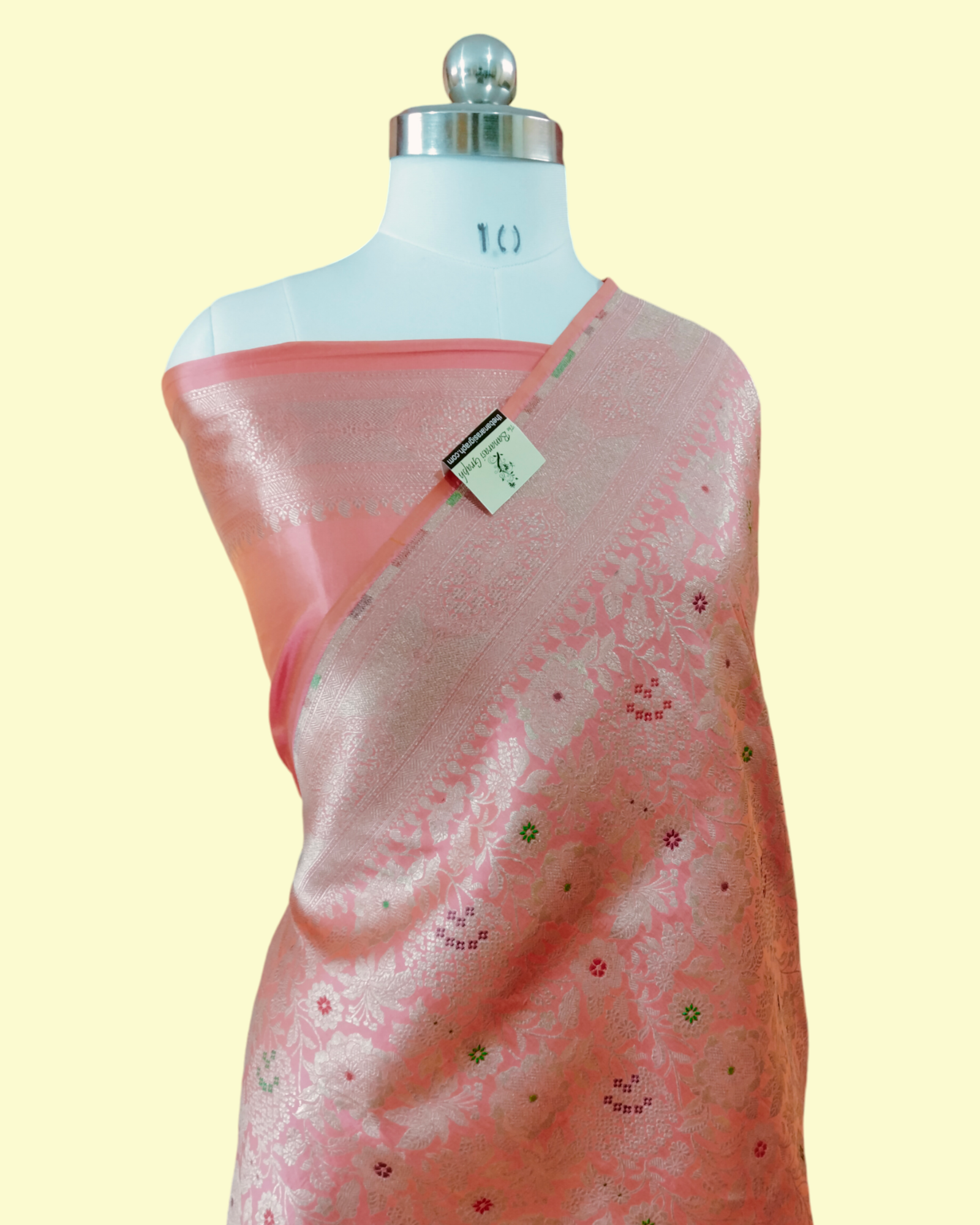 Peach Pure Katan Handloom Silk - All Over Jaal Work Tilfi Meenakari Banarasi Saree