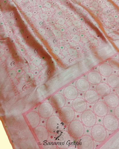 Powder Pink Pure Katan Handloom Silk - All Over Jaal Work Tilfi Meenakari Banarasi Saree