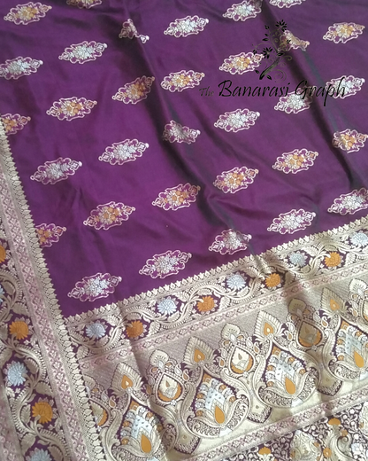 Pure Mashru Katan Silk Sona Roopa with Meenakari - Banarasi Saree