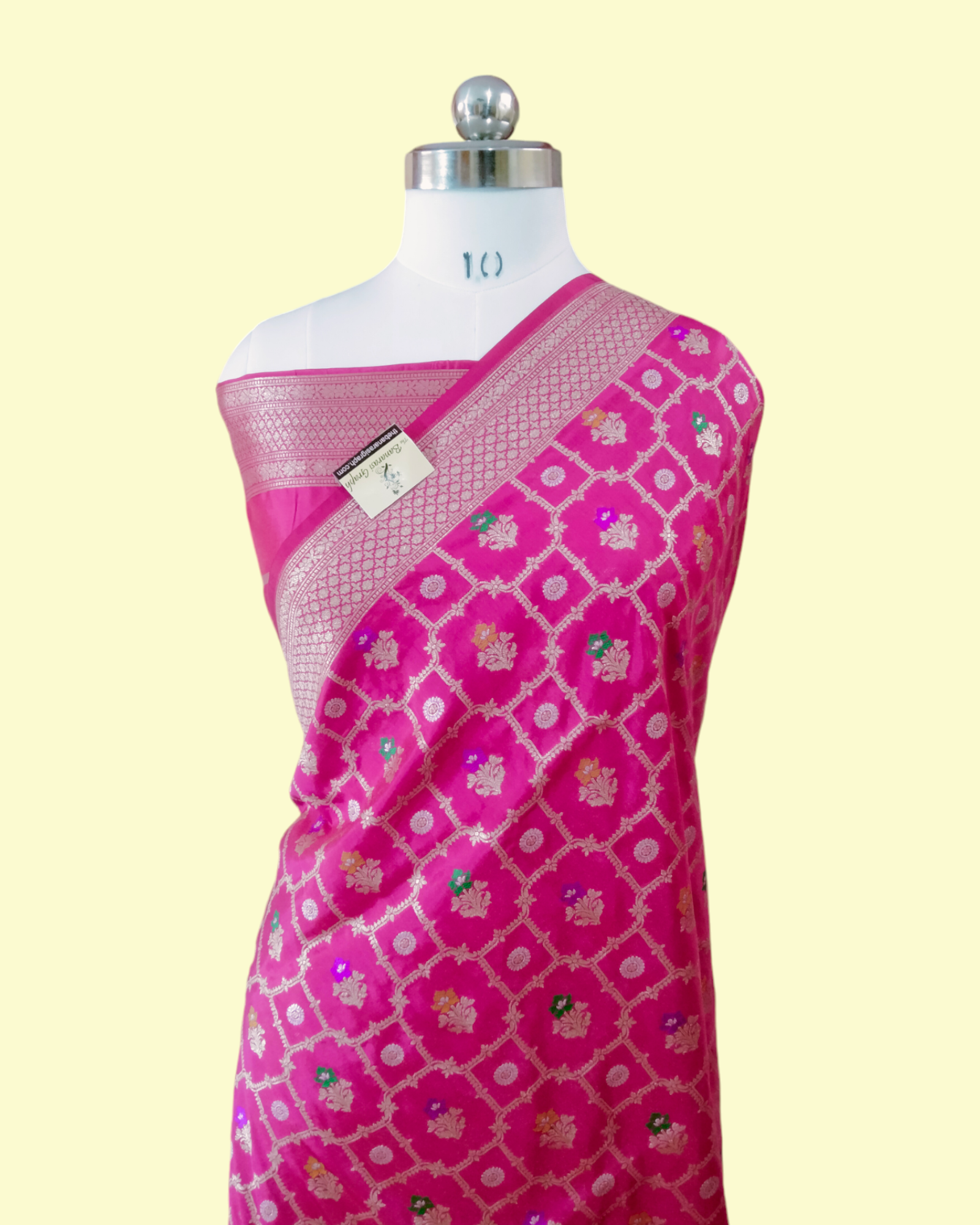 Hot Pink Pure Katan Handloom Silk All over Jaal Work with Meenakari - Banarasi Saree