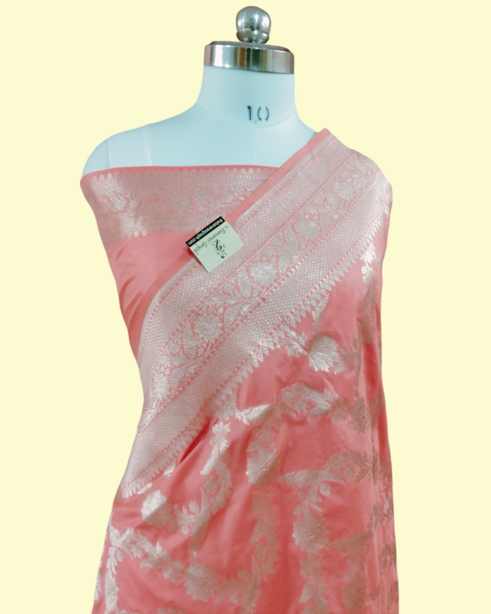 Peach Pure Katan Handloom Silk - Jaal Work Banarasi Saree