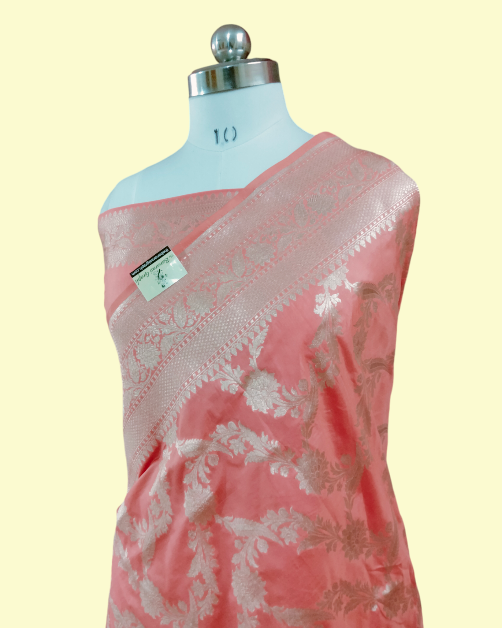 Peach Pure Katan Handloom Silk - Jaal Work Banarasi Saree