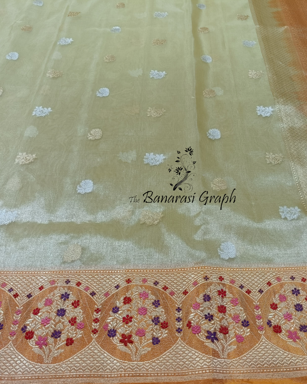 Pure Tissue Handloom Silk Sona Rupa Kadhua Motifs with Meenakari - Katan Border Banarasi Saree
