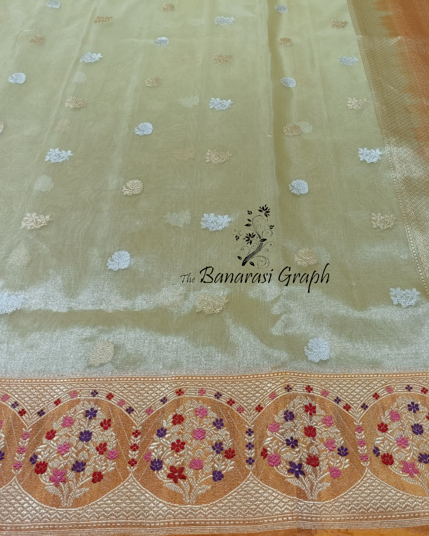 Pure Tissue Handloom Sona Roopa Kadhua With Alfi Meenakari - Katan Border Banarasi Saree