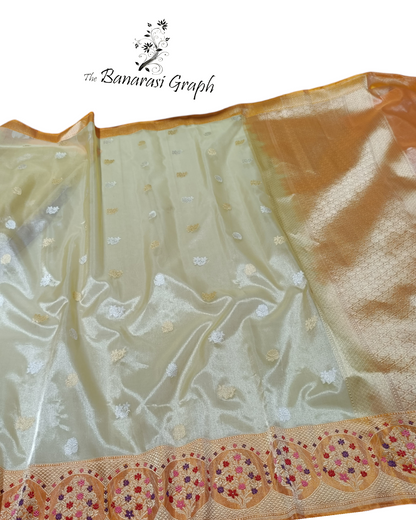 Pure Tissue Handloom Sona Roopa Kadhua With Alfi Meenakari - Katan Border Banarasi Saree