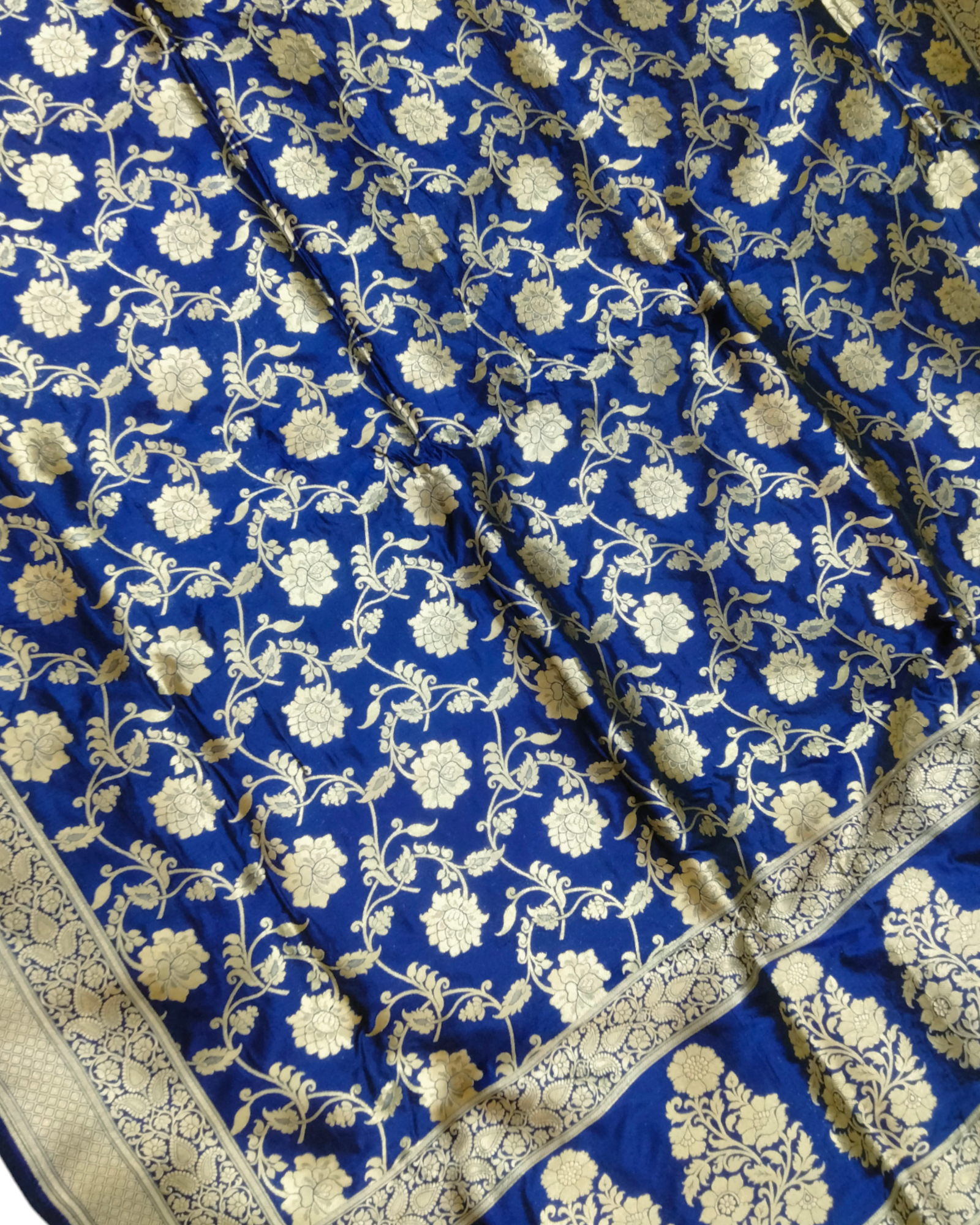 Royal Blue Pure Katan - All over Jaal Work Banarasi Saree
