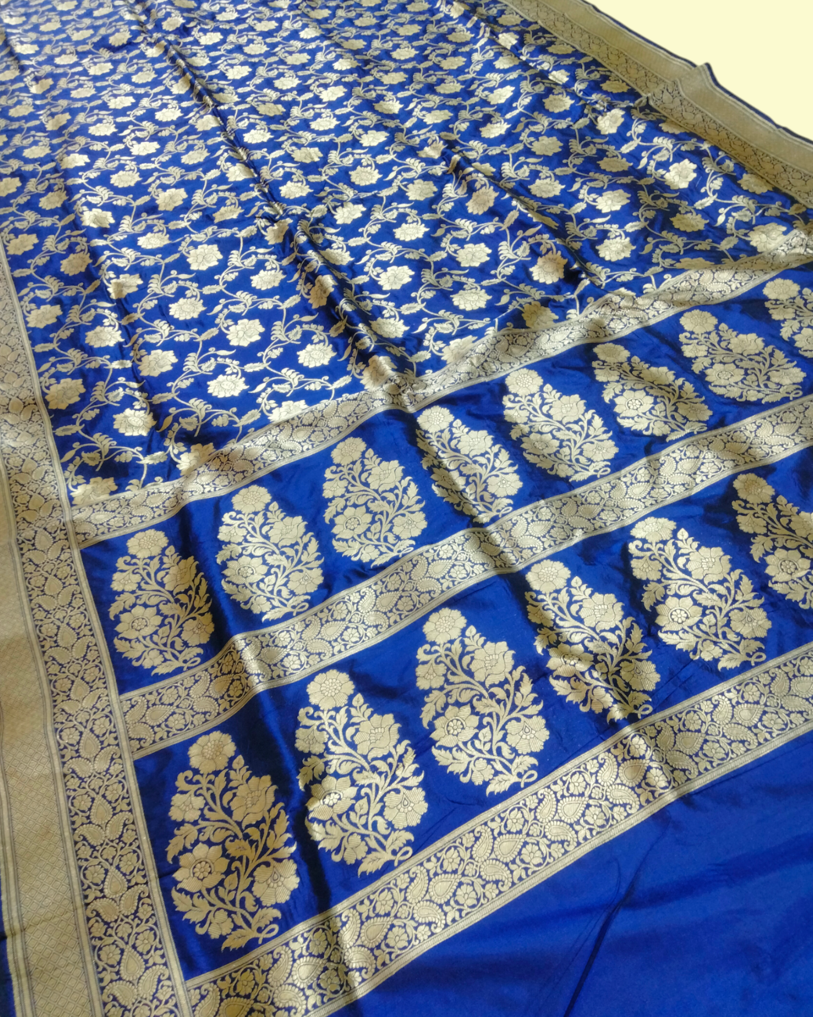 Royal Blue Pure Katan - All over Jaal Work Banarasi Saree
