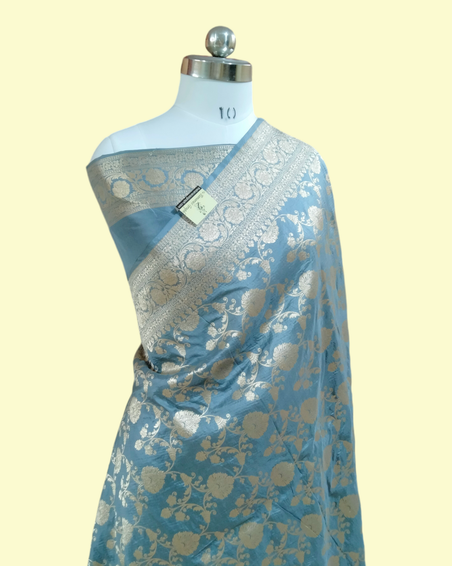 Grey Pure Katan Handloom Silk Uppada - All over Jaal Work Banarasi Saree