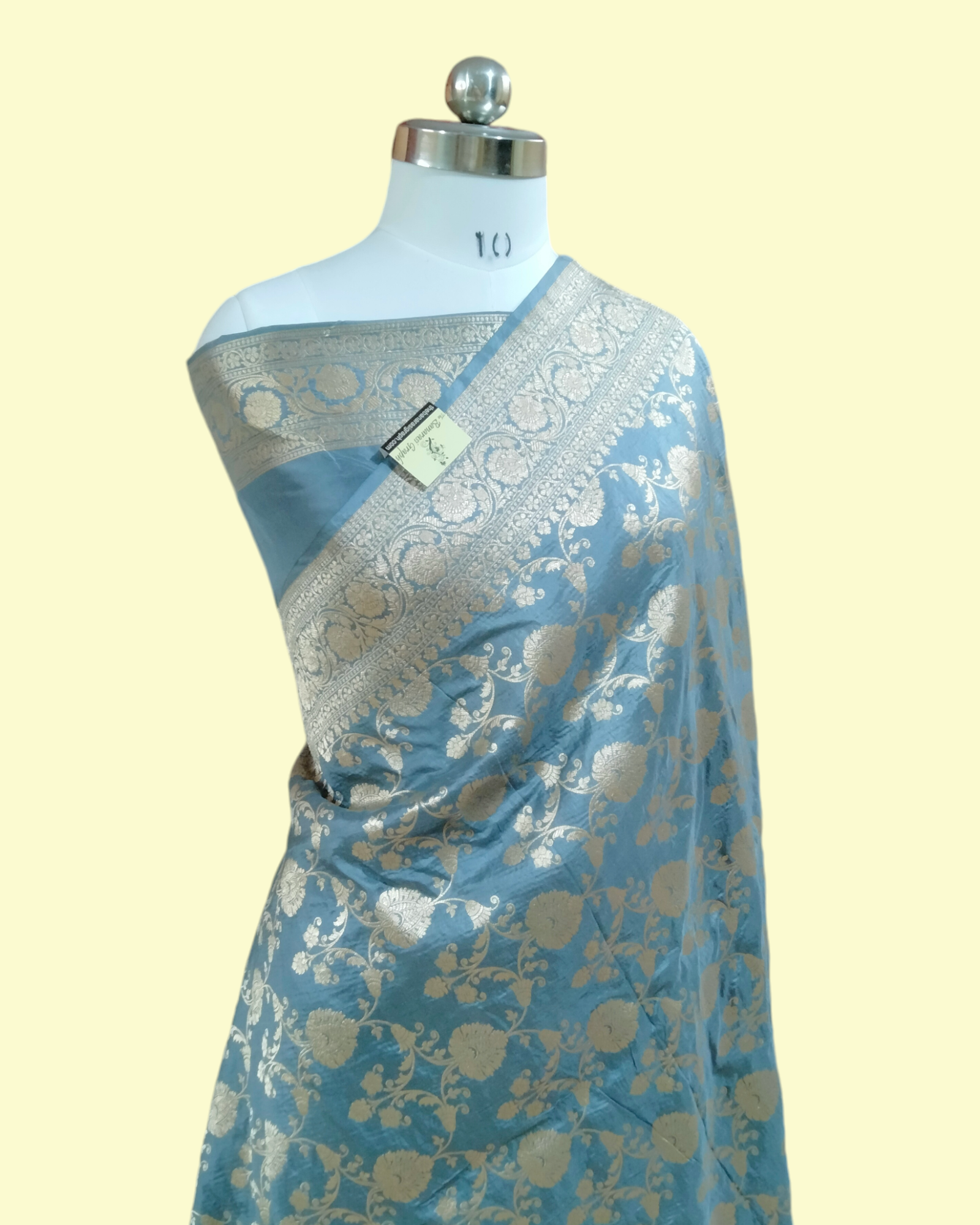 Grey Pure Katan Handloom Silk - All Over Jaal Work Banarasi Saree