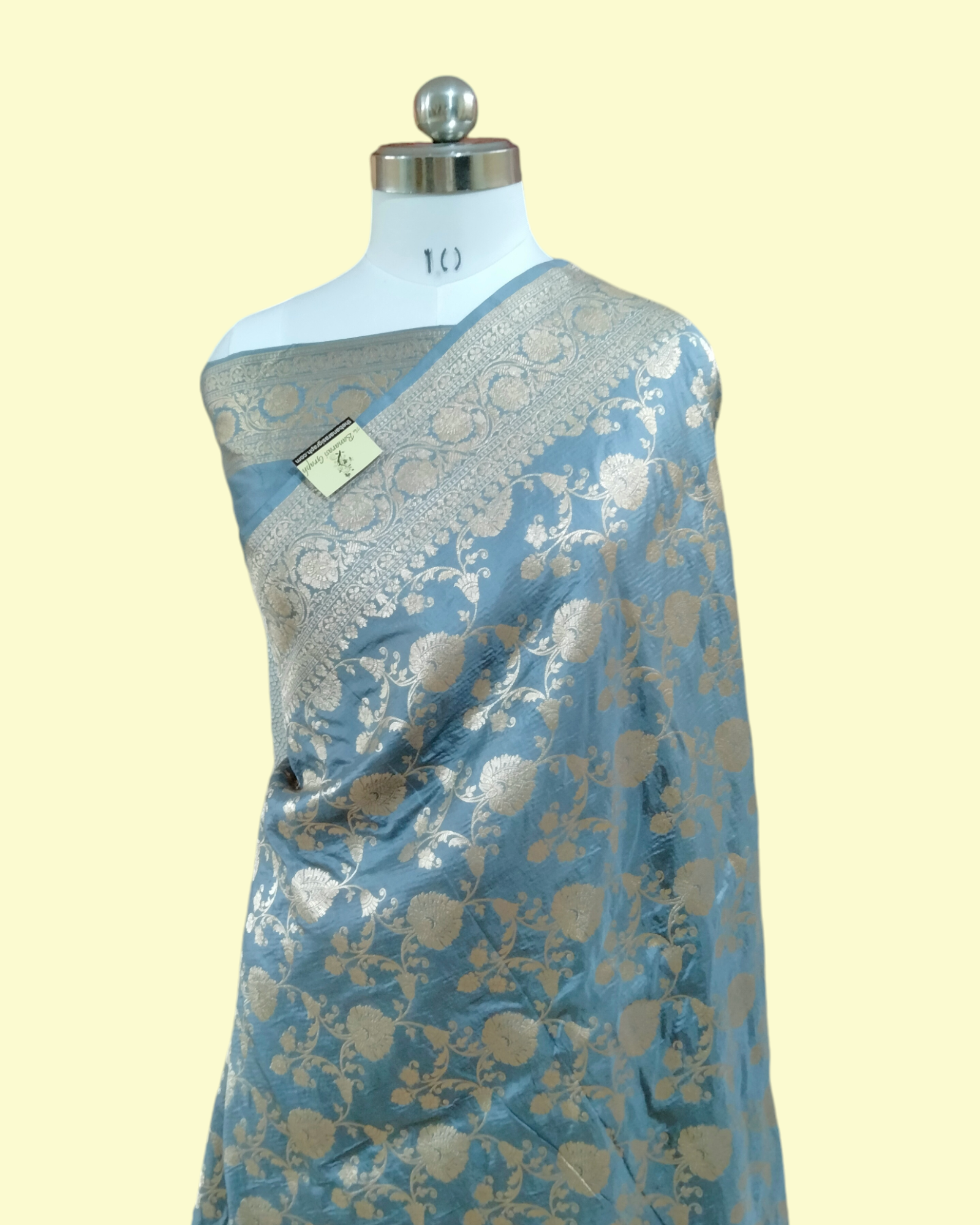 Grey Pure Katan Handloom Silk - All Over Jaal Work Banarasi Saree