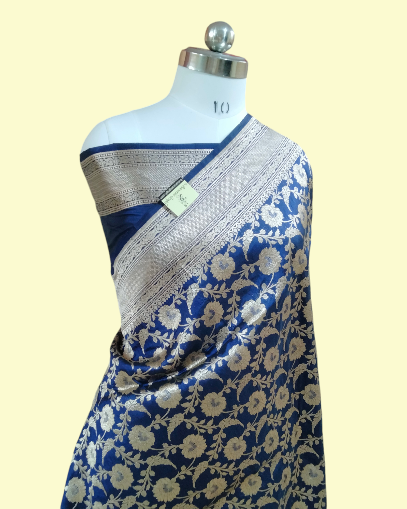 Royal Blue Pure Katan Handloom Silk - All Over Jaal Work Banarasi Saree