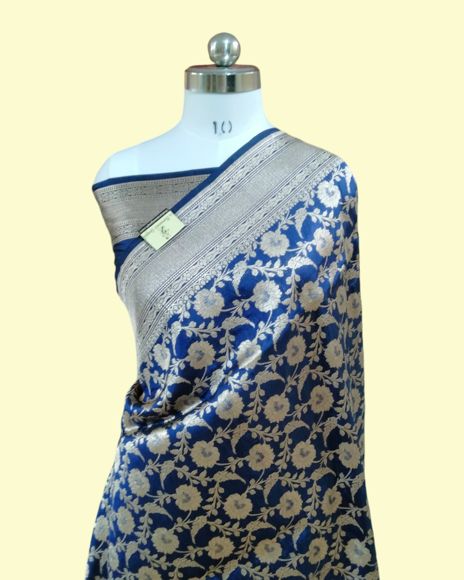 Royal Blue Pure Katan Handloom Silk - All Over Jaal Work Banarasi Saree