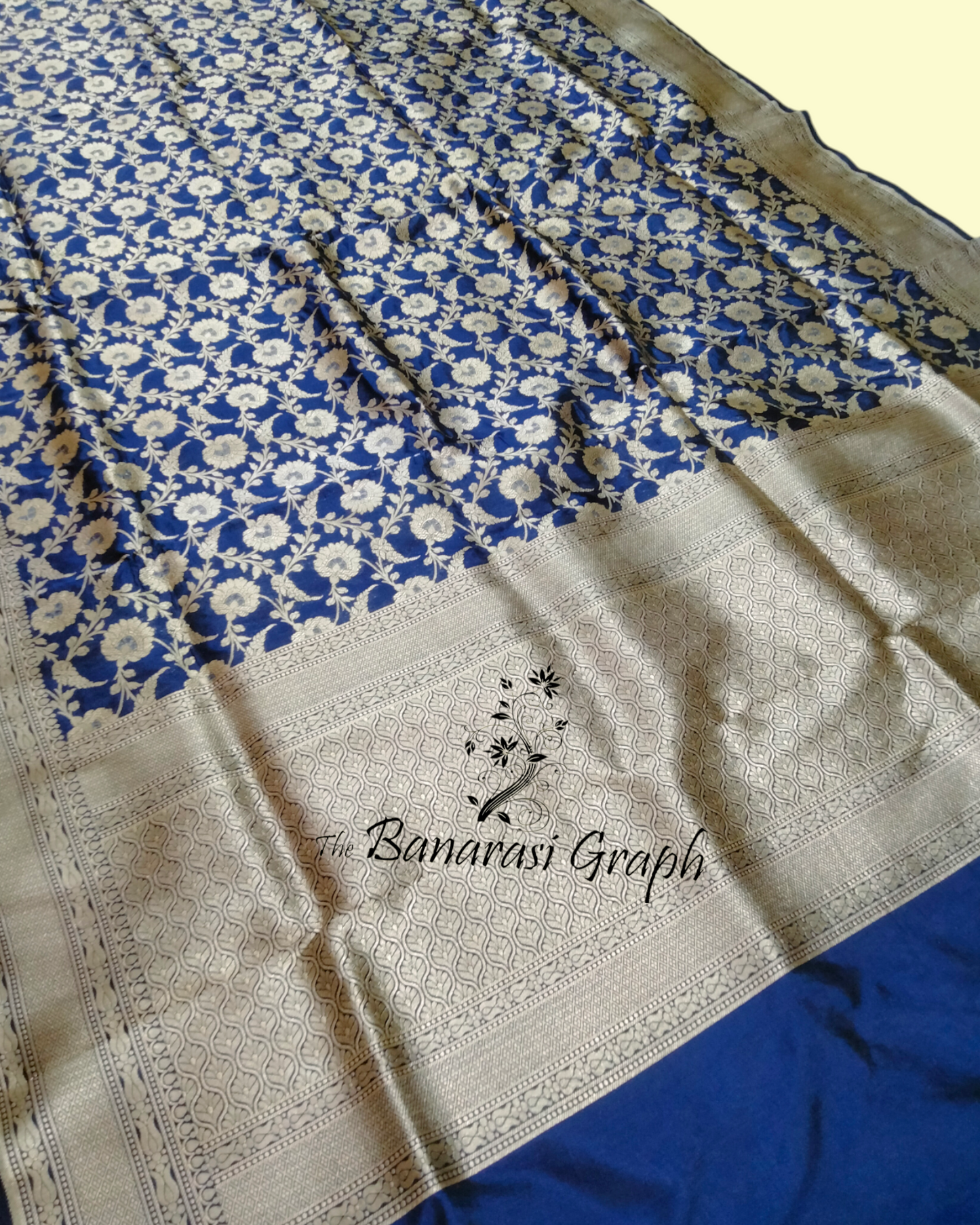 Blue Pure Katan Handloom Silk Uppada - All Over Jaal Work Banarasi Saree