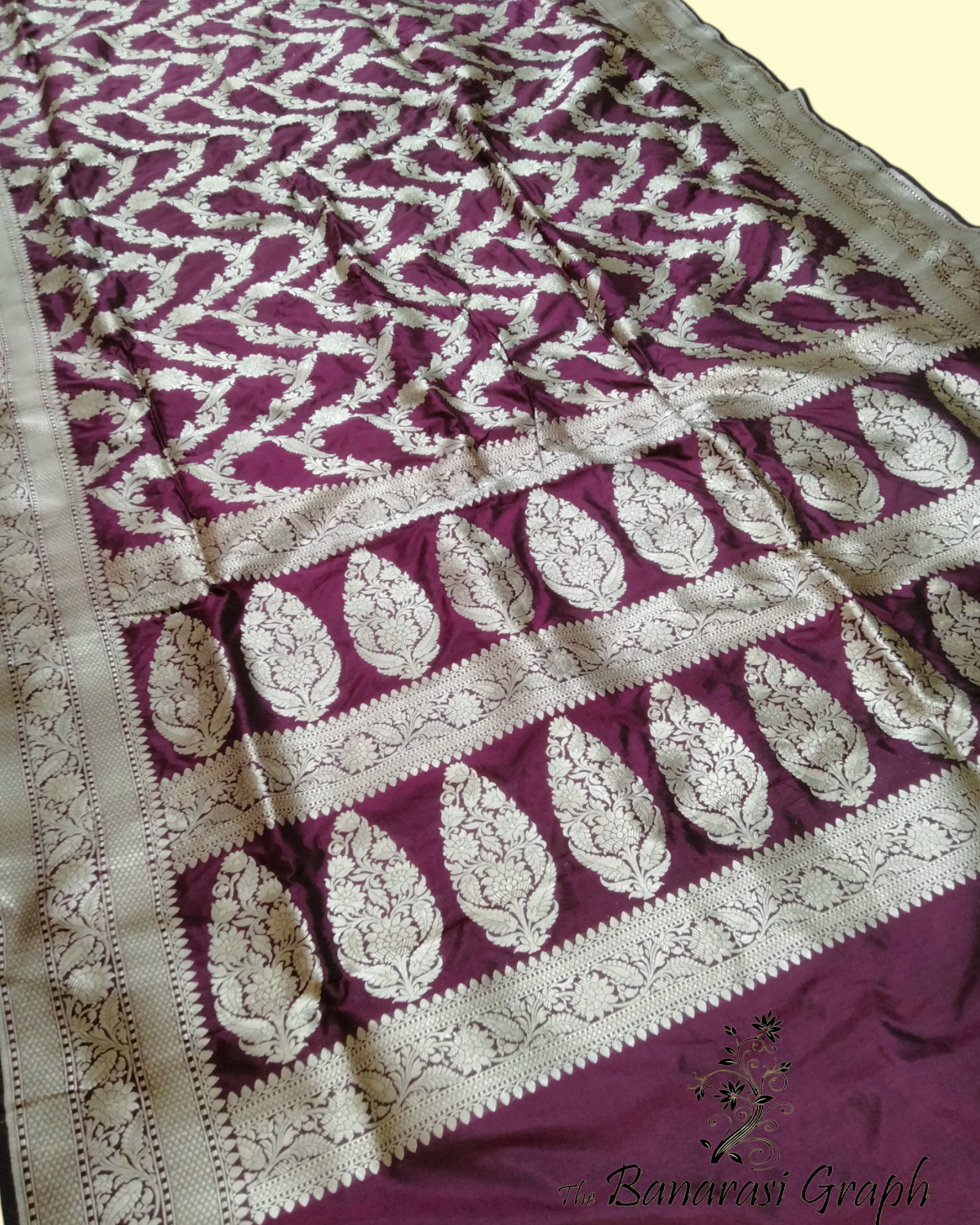Magenta Pure Katan Handloom Silk - Jaal Work Banarasi Saree