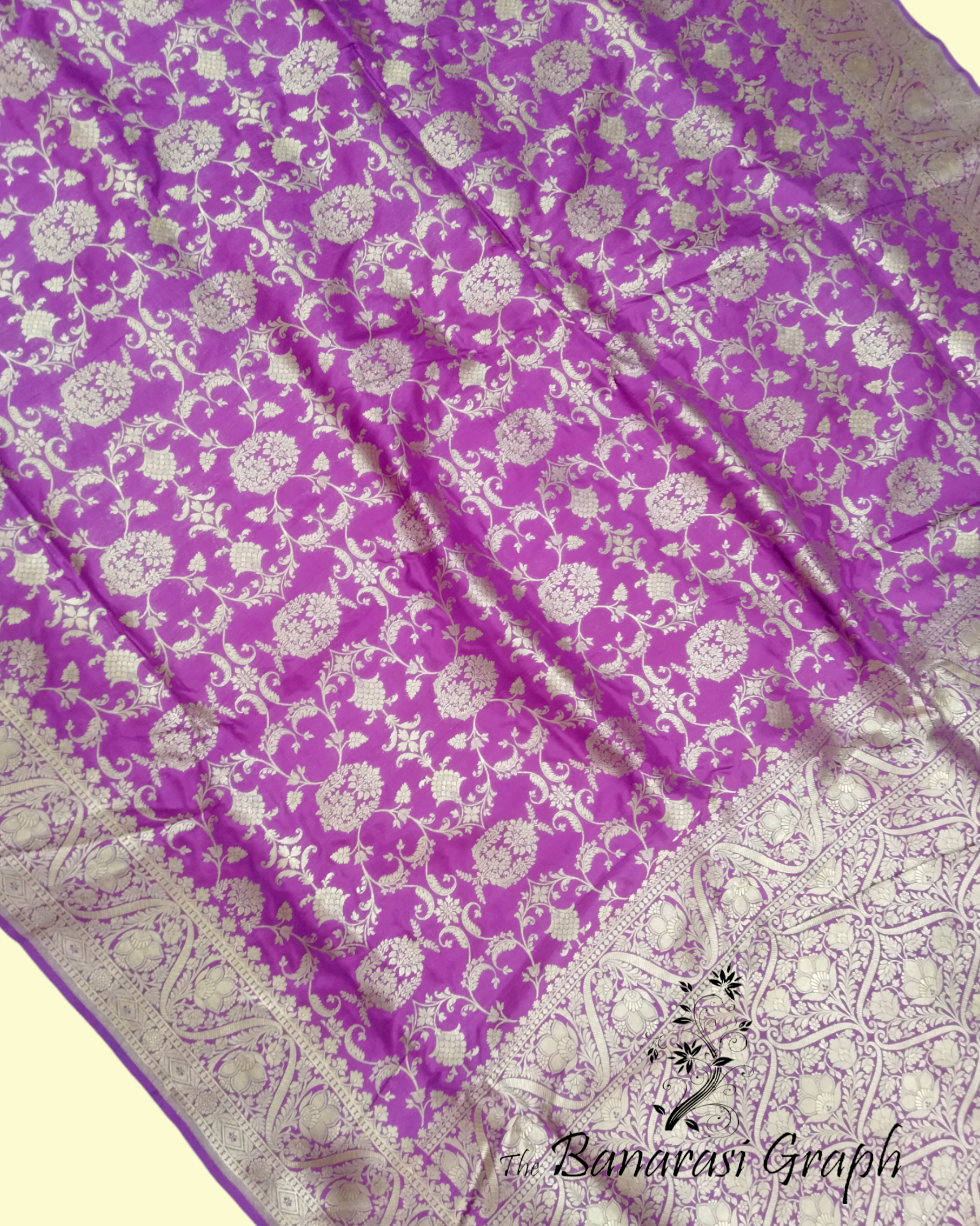 Purple Pure Katan Handloom Silk - All Over Jaal Work Banarasi Saree