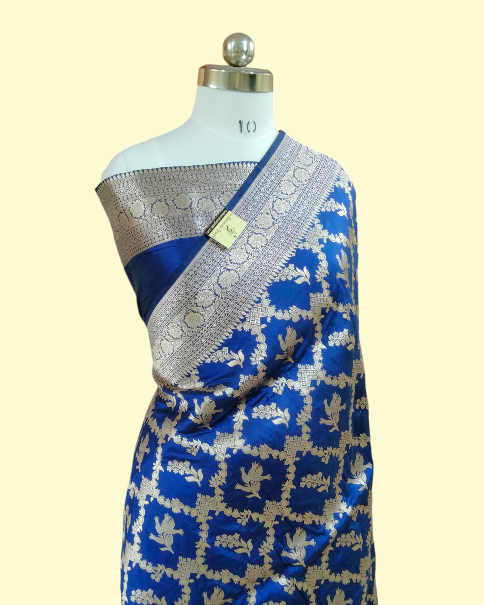 Royal Blue Pure Katan Handloom Silk - All Over Jaal Work Banarasi Saree