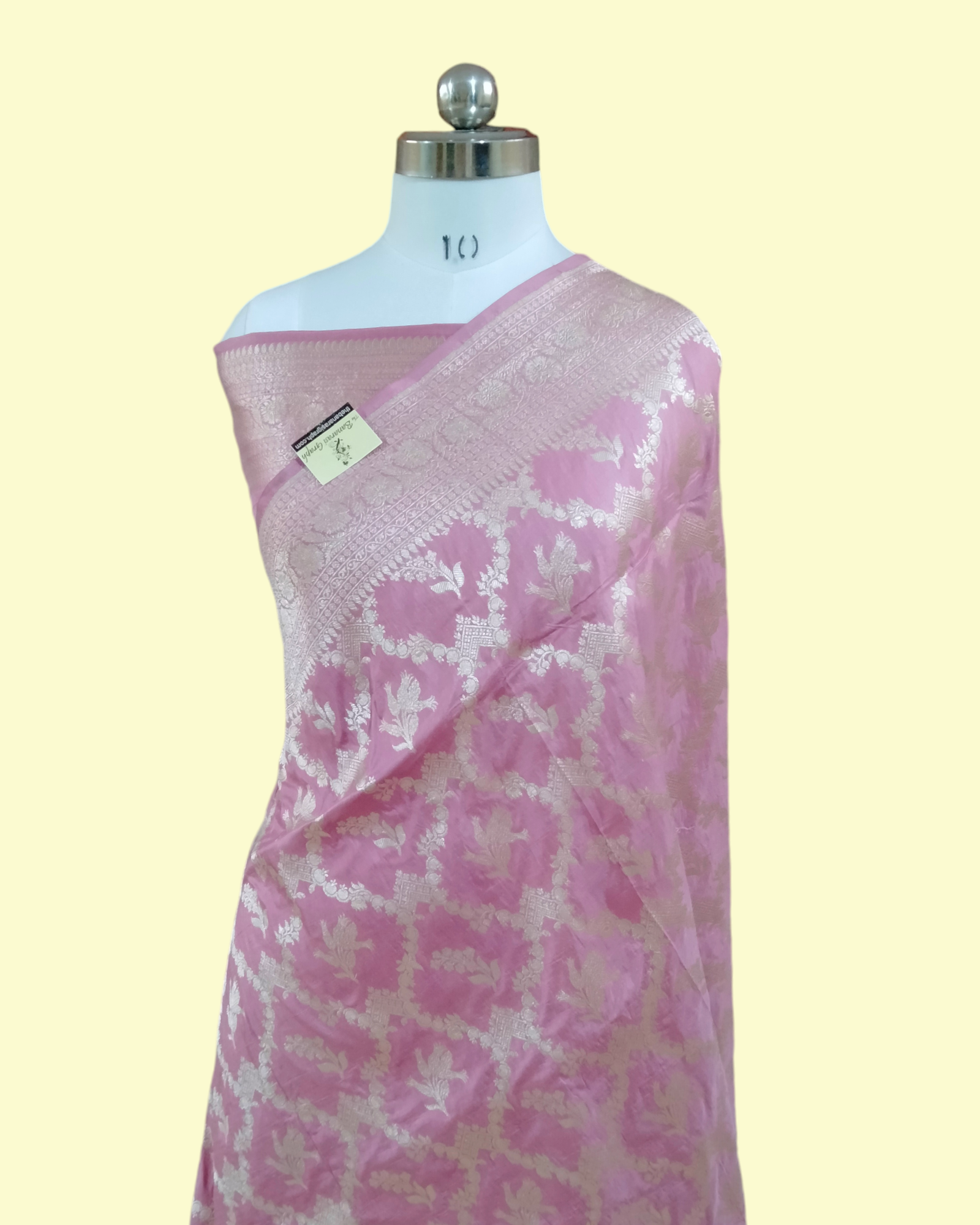 Pink Pure Katan Handloom Silk - All Over Jaal Work Banarasi Saree