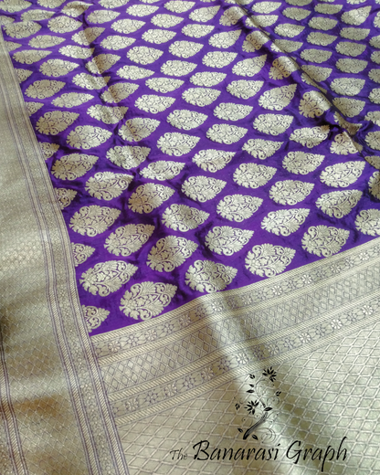 Violet Pure Katan Uppada - Jaal Work Banarasi Saree