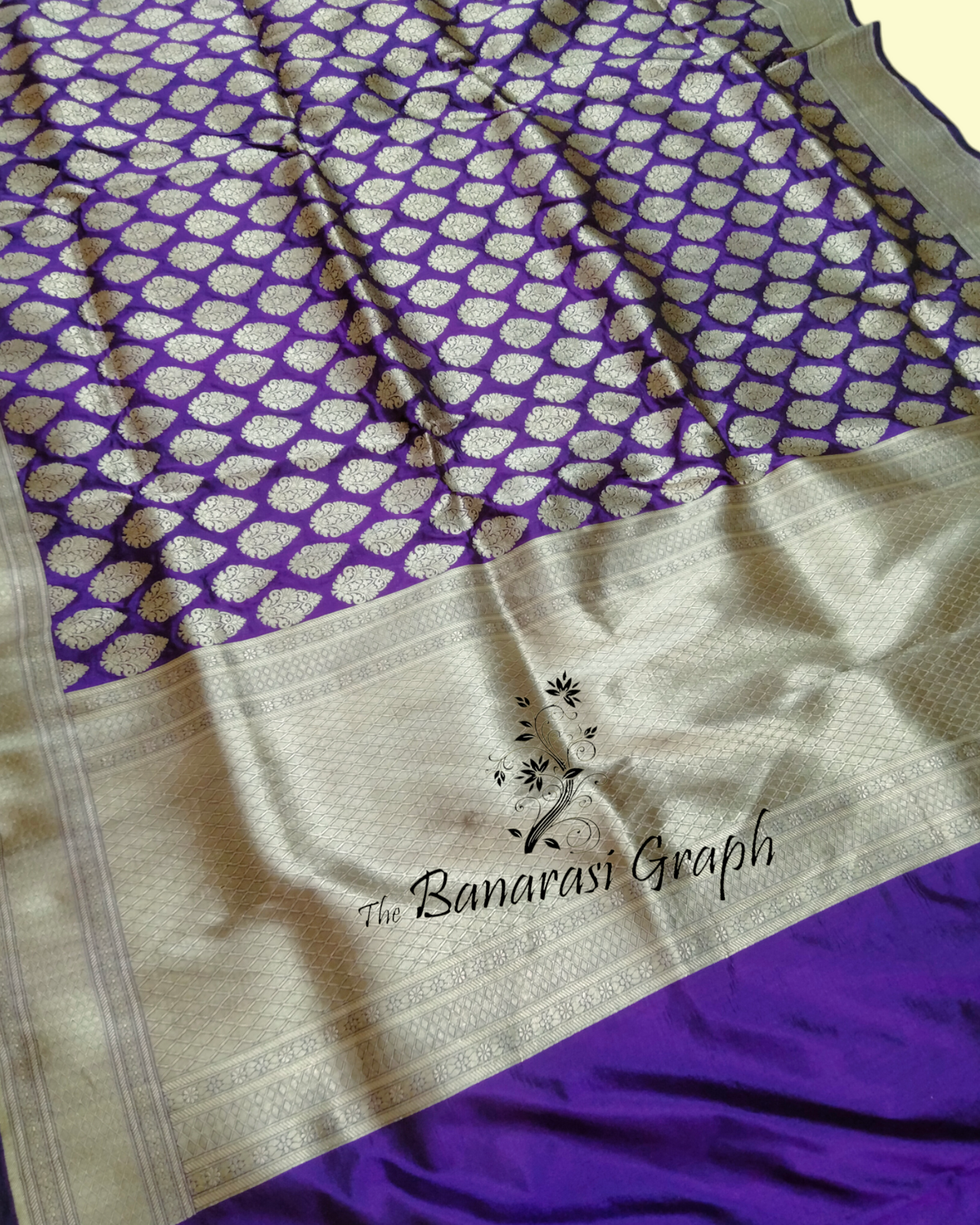 Violet Pure Katan Uppada - Jaal Work Banarasi Saree