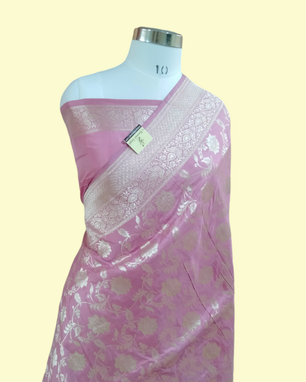 Peach Pure Katan Handloom Silk - All Over Jaal Work Banarasi Saree
