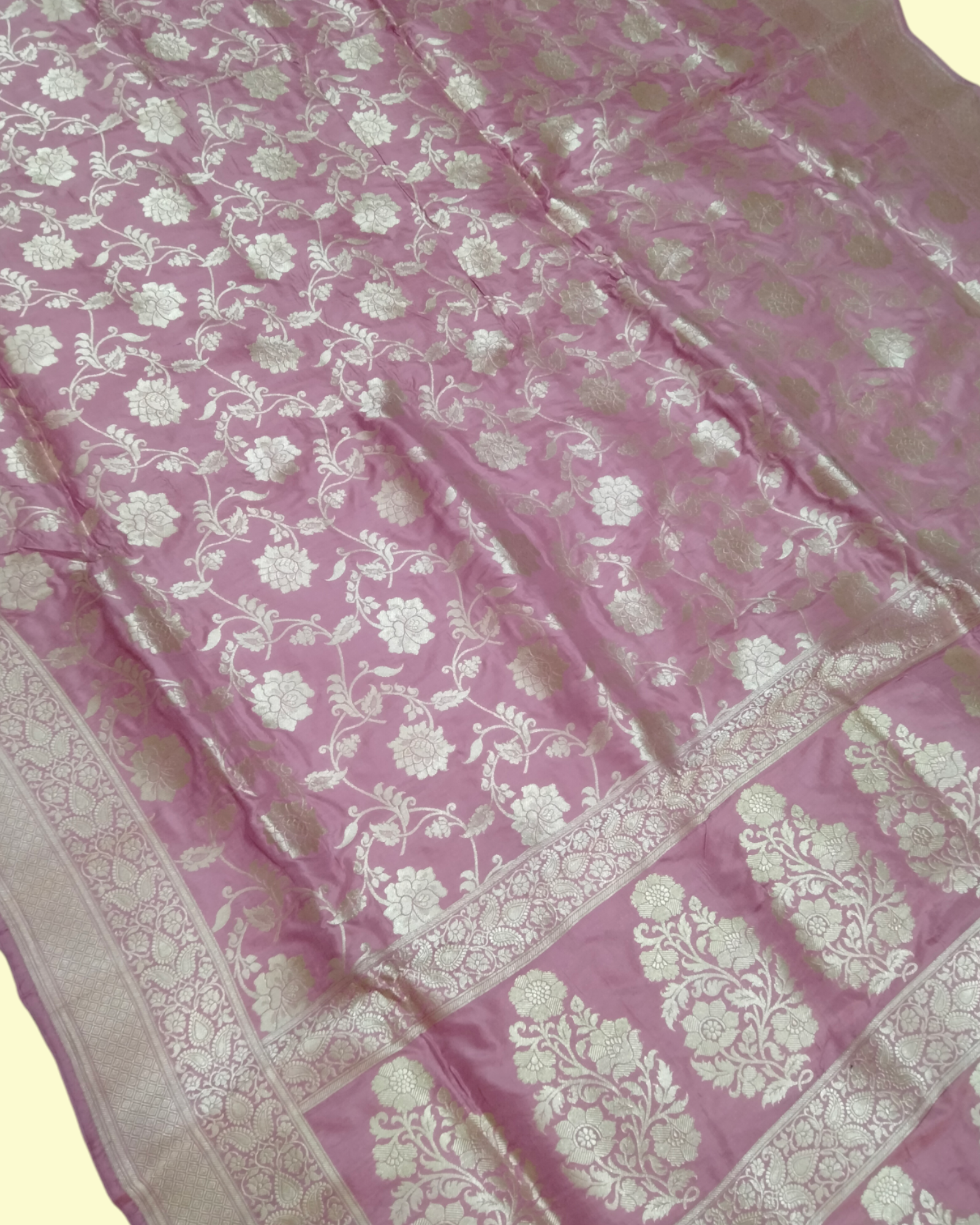 Peach Pure Katan Handloom Silk - All Over Jaal Work Banarasi Saree