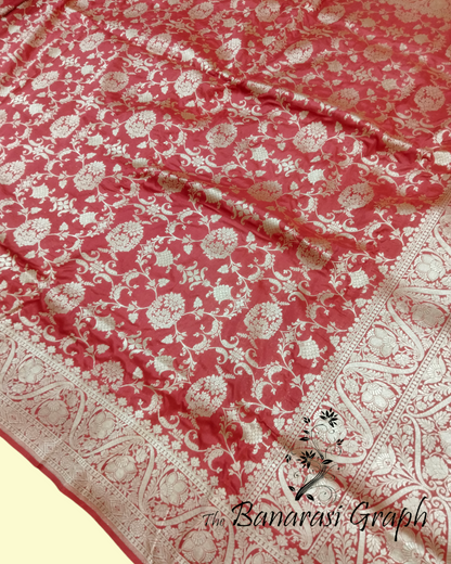 Red Pure Katan Handloom Silk Uppada - All Over Jaal Work Banarasi Saree