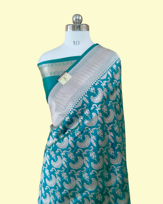 Pure Katan Handloom Silk  Uppada - All Over Jaal Work Banarasi Saree