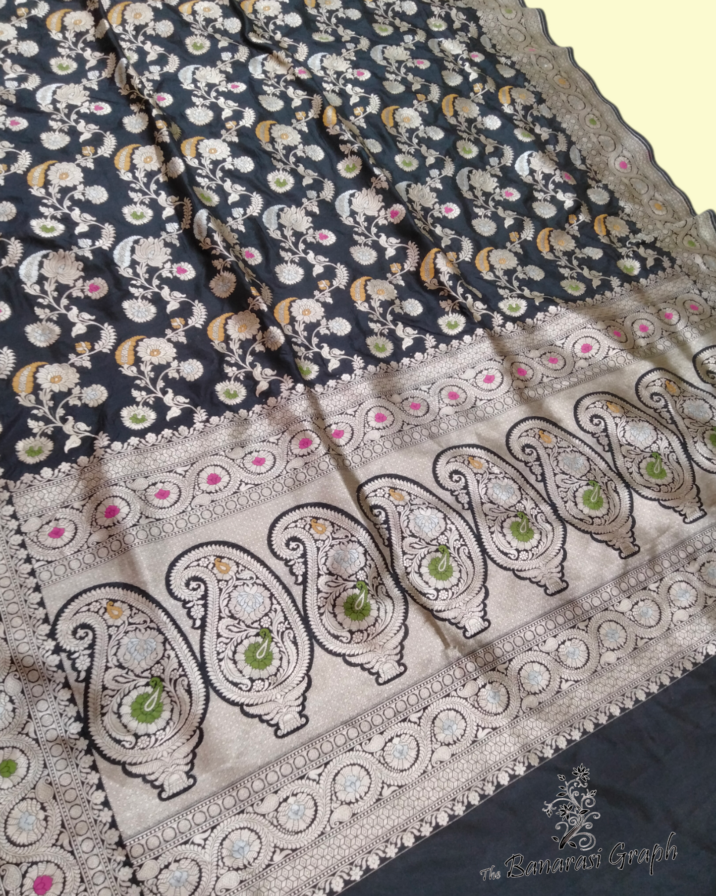 Pure Katan Handloom Silk Uppada - All Over Jaal Work with Tilfi Meenakari Banarasi Saree