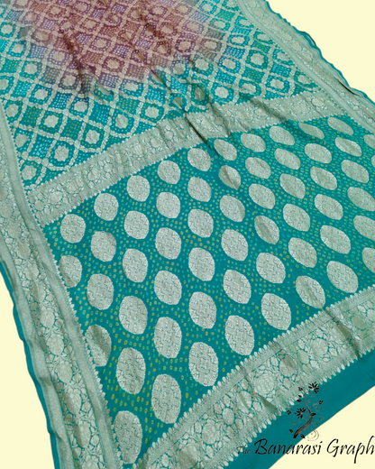 Dual Shade Pure Georgette Bandhani - Banarasi Saree