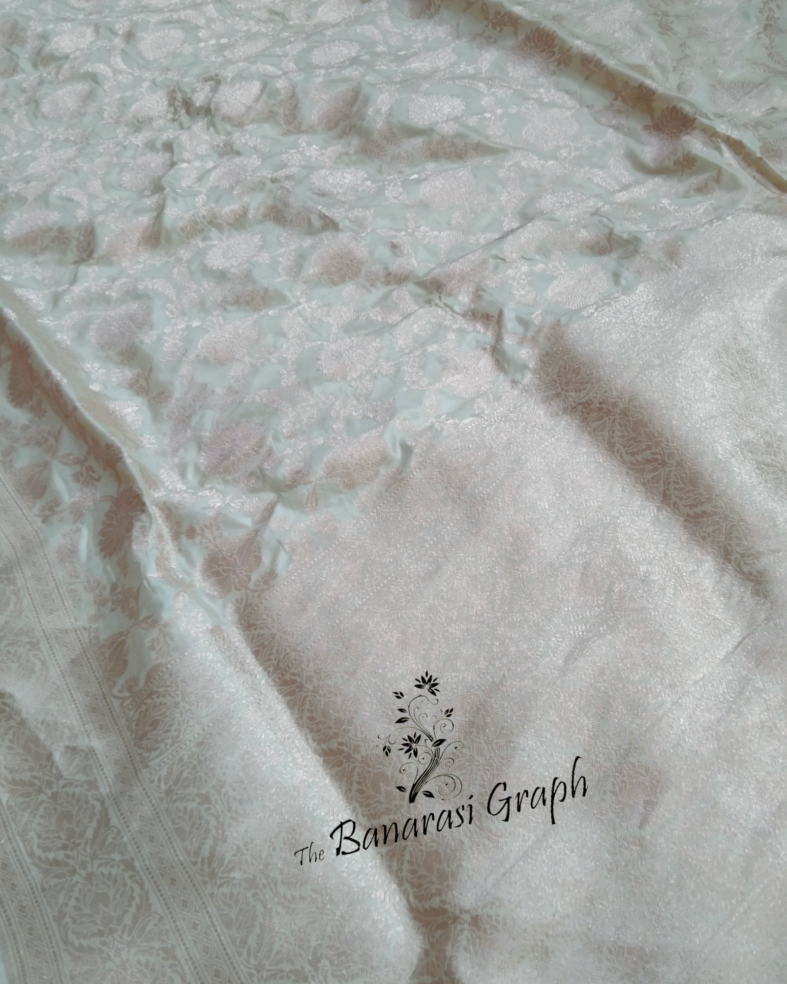 Cream Pure Katan Handloom Silk - All Over Jaal Work Banarasi Saree