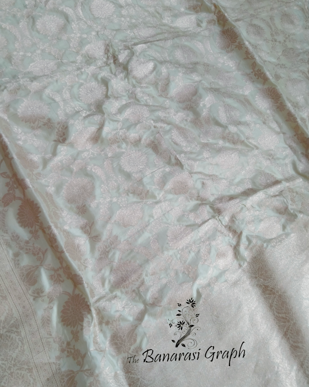 Cream Pure Katan Handloom Silk - All Over Jaal Work Banarasi Saree