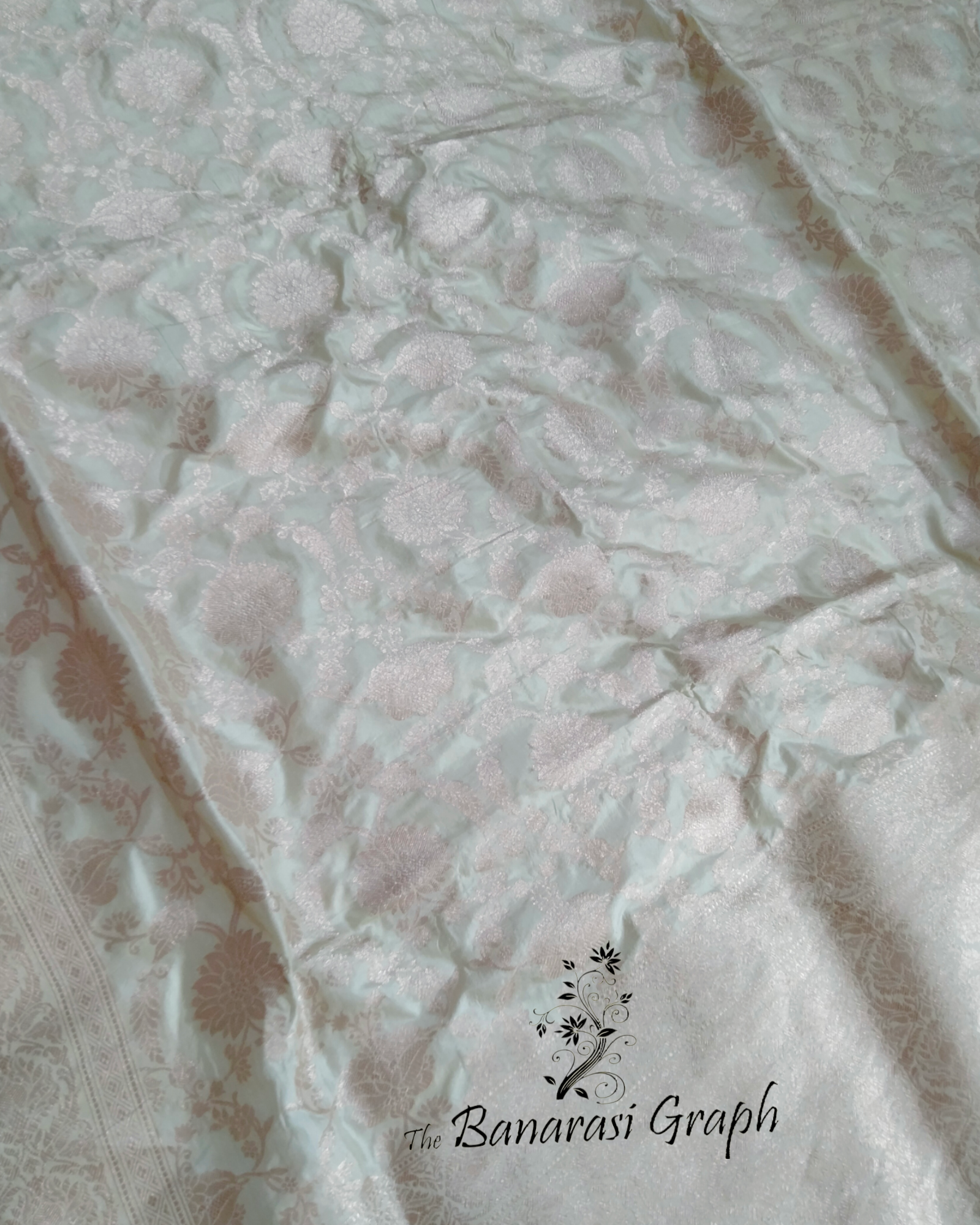 Cream Pure Katan Handloom Silk - All Over Jaal Work Banarasi Saree