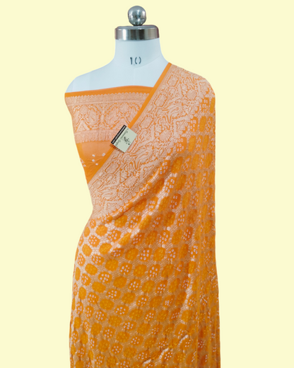 Pure Georgette Bandhani Banarasi Saree