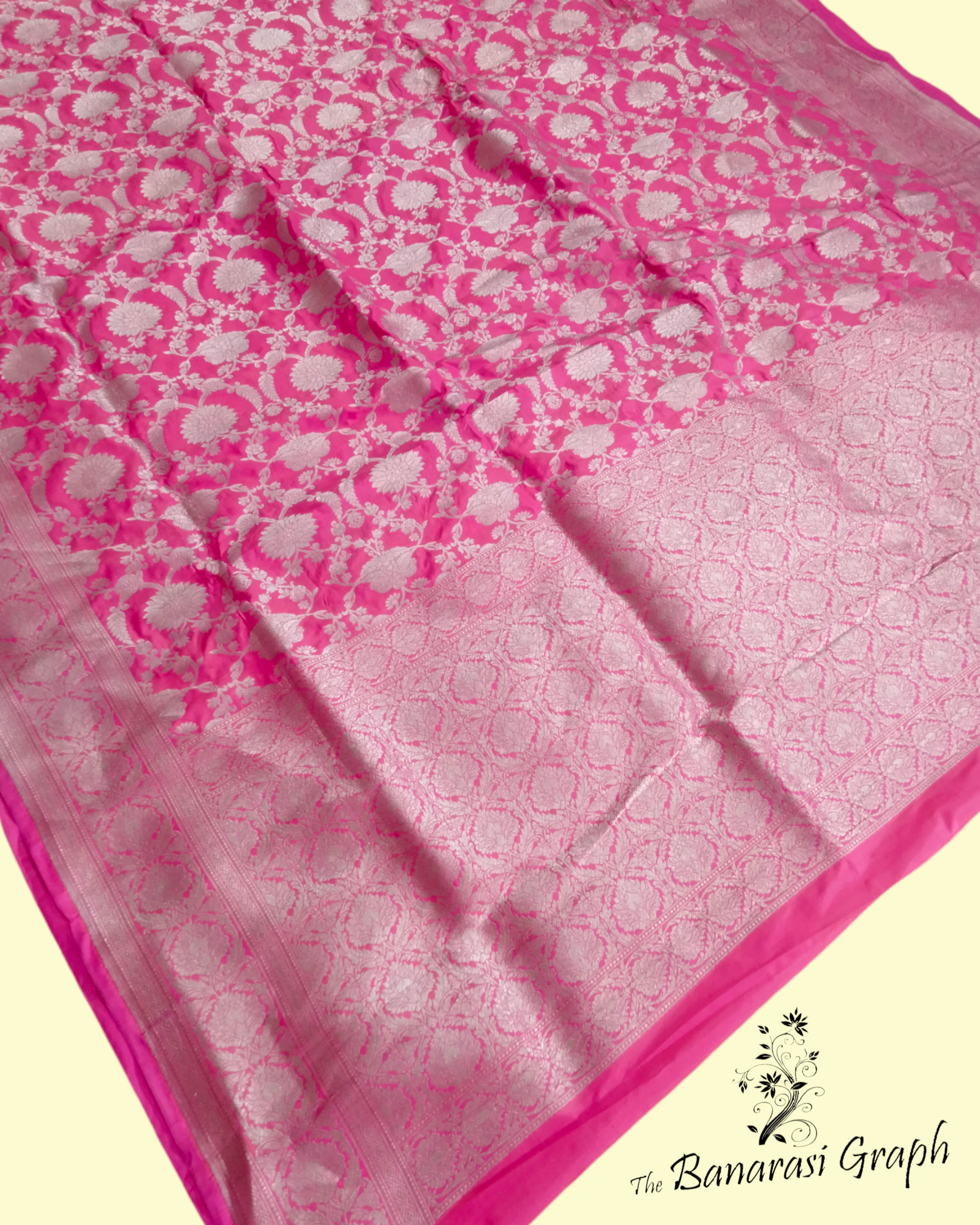 Pink Pure Katan Handloom Silk - All Over Jaal Work Banarasi Saree