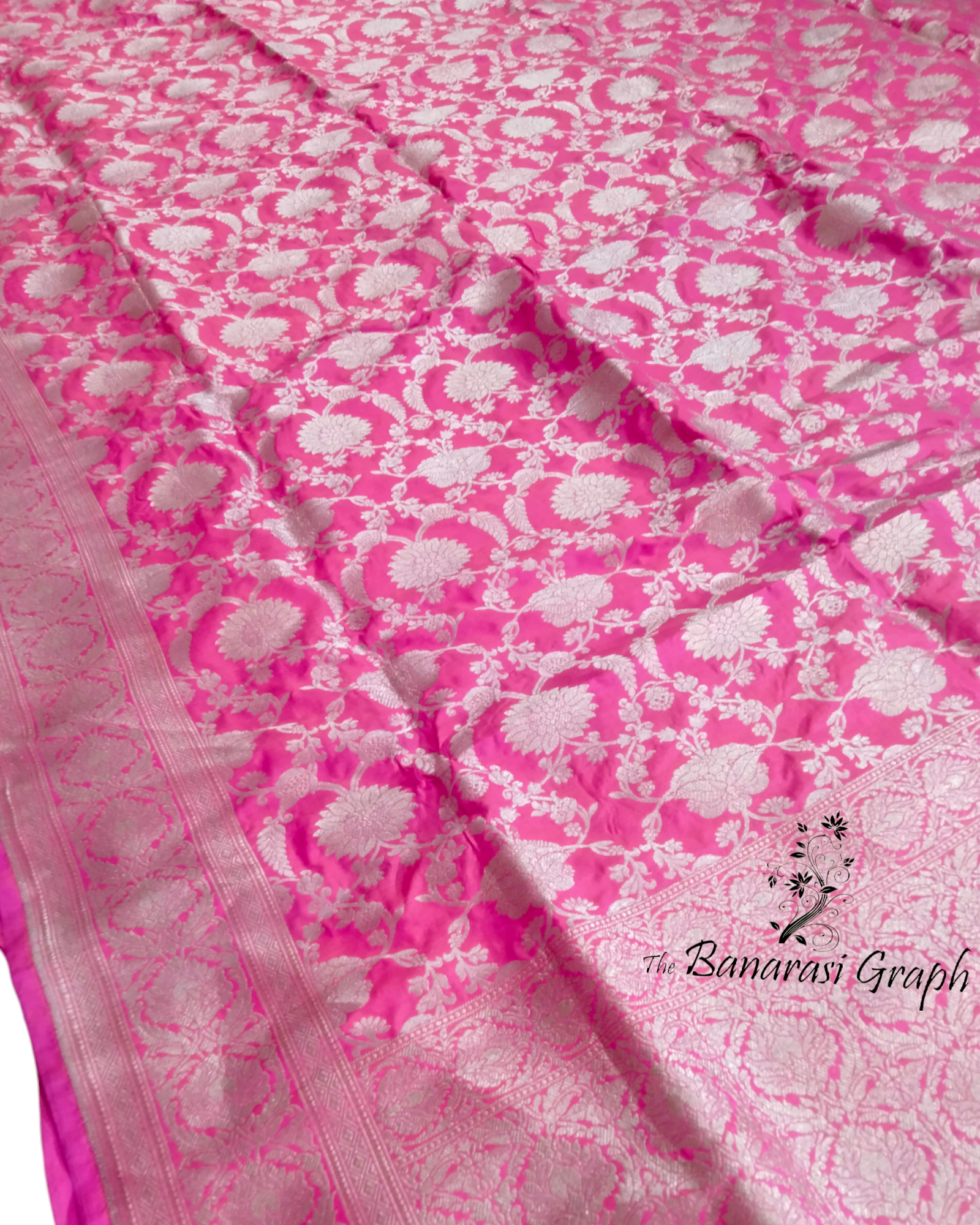Pink Pure Katan Handloom Silk - All Over Jaal Work Banarasi Saree