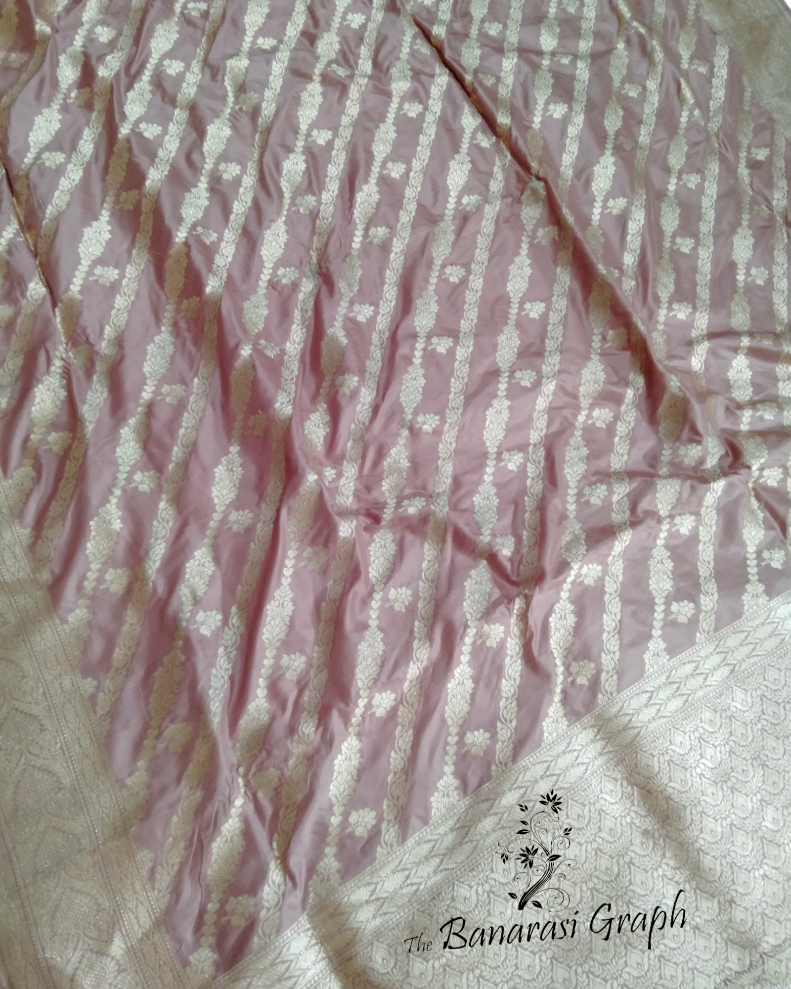 Peach Pure Katan Handloom Silk - All Over Jaal Work Banarasi Saree