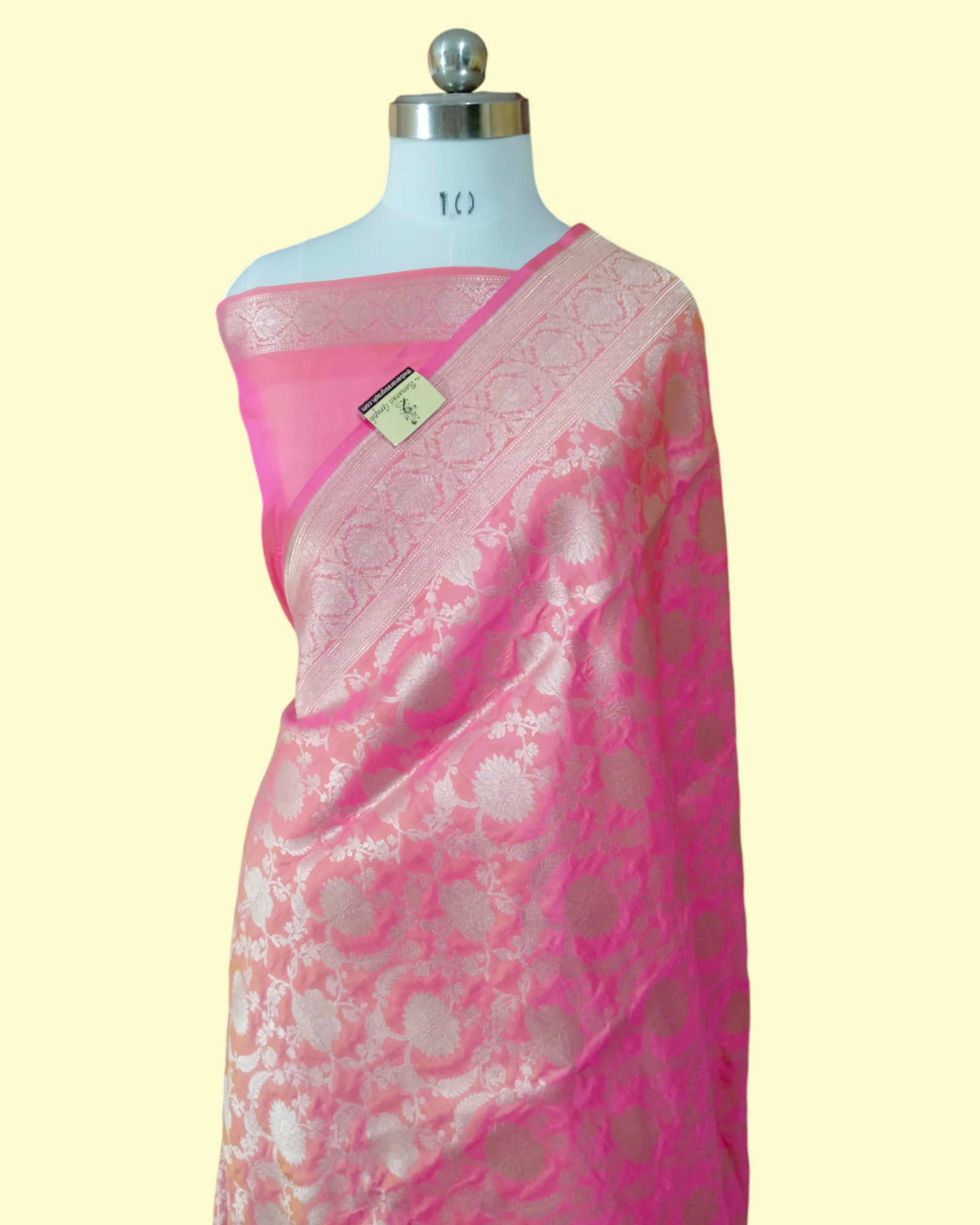 Pink Pure Katan Handloom Silk - All Over Jaal Work Banarasi Saree
