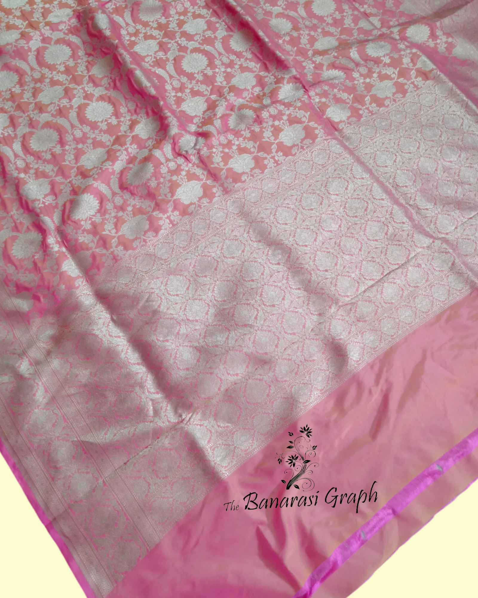 Pink Pure Katan Handloom Silk - All Over Jaal Work Banarasi Saree