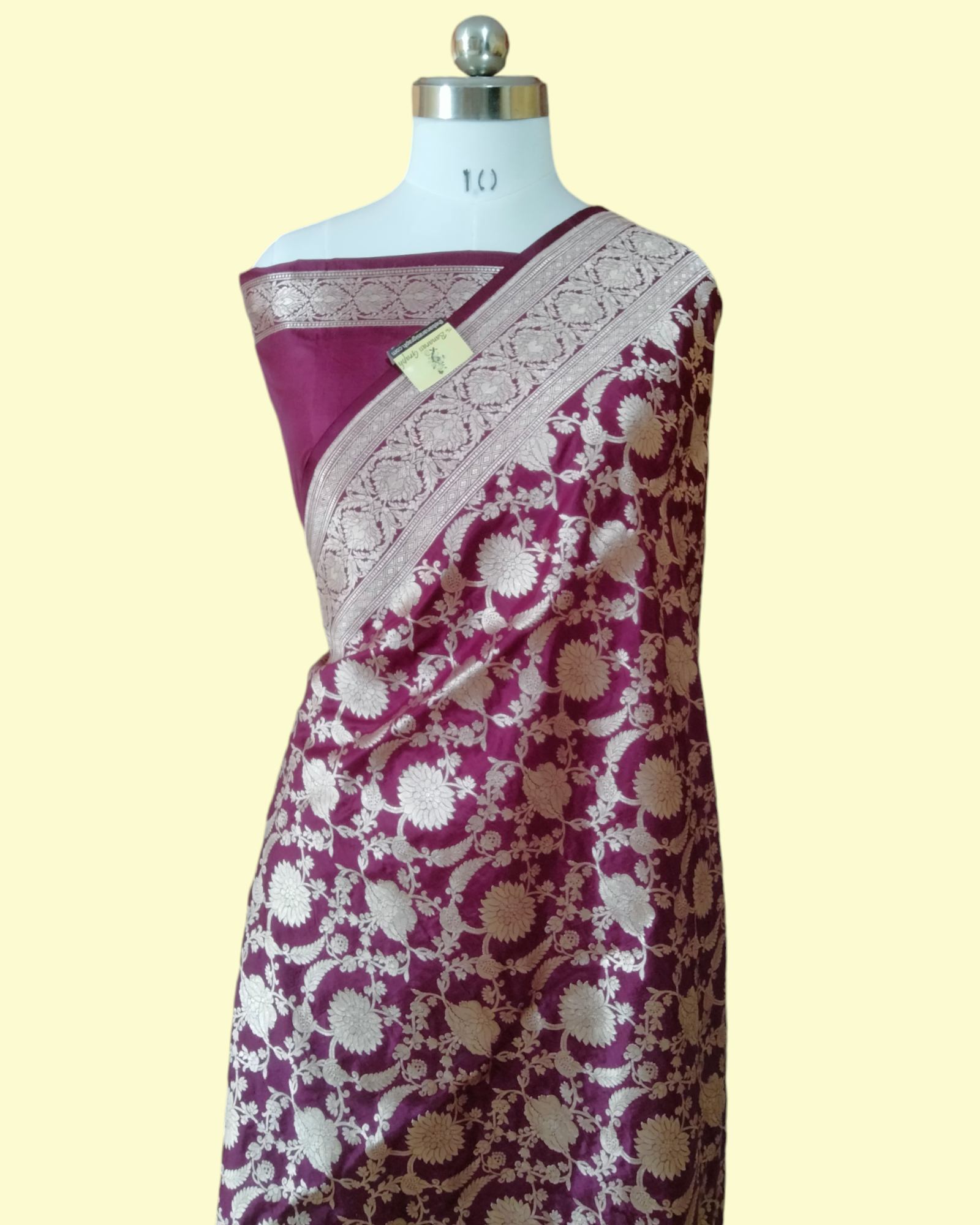 Magenta Pure Katan Handloom Silk  - All Over Jaal Work Banarasi Saree