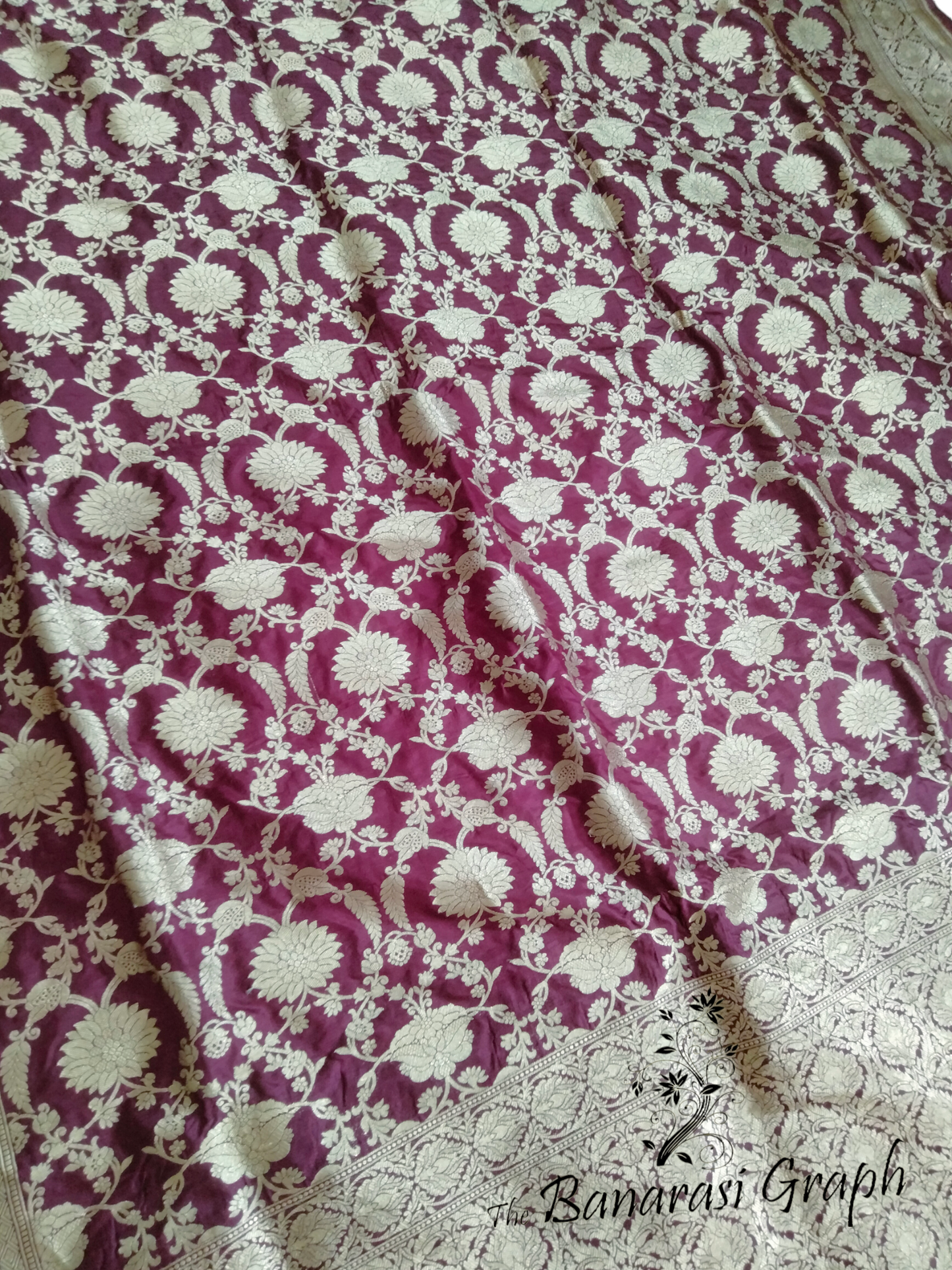 Violet Pure Katan Uppada - All Over Jaal Work Banarasi Saree