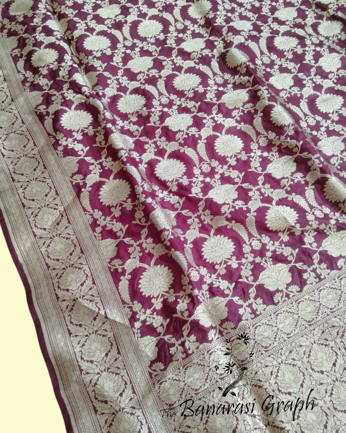 Violet Pure Katan Uppada - All Over Jaal Work Banarasi Saree