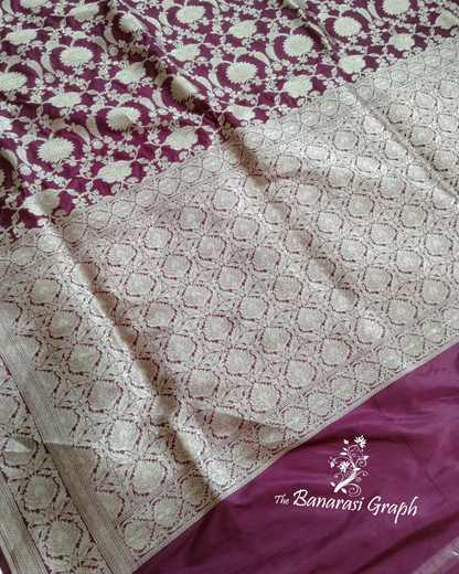 Violet Pure Katan Uppada - All Over Jaal Work Banarasi Saree