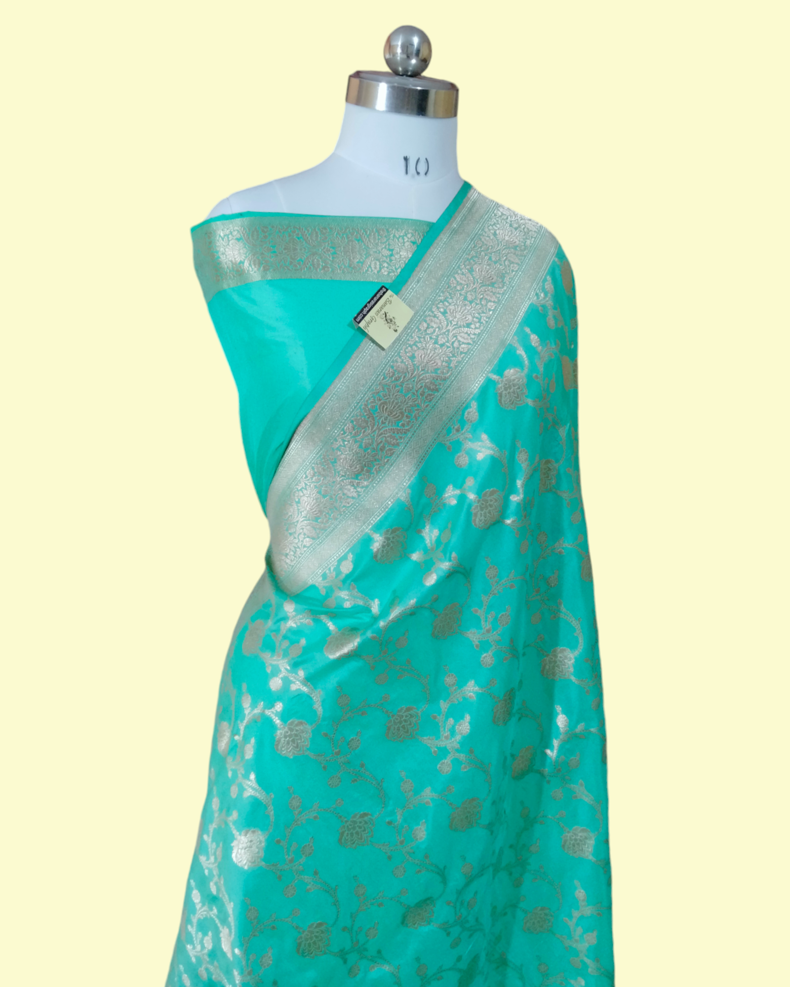 C Green Pure Katan Handloom Silk  - All Over Jaal Work Banarasi Saree