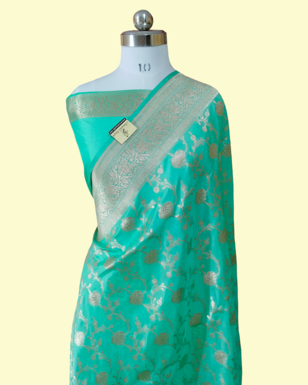C Green Pure Katan Handloom Silk  - All Over Jaal Work Banarasi Saree