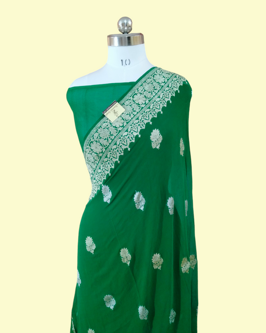 Pure Khaddi Chiffon Sona Roopa Banarasi Saree