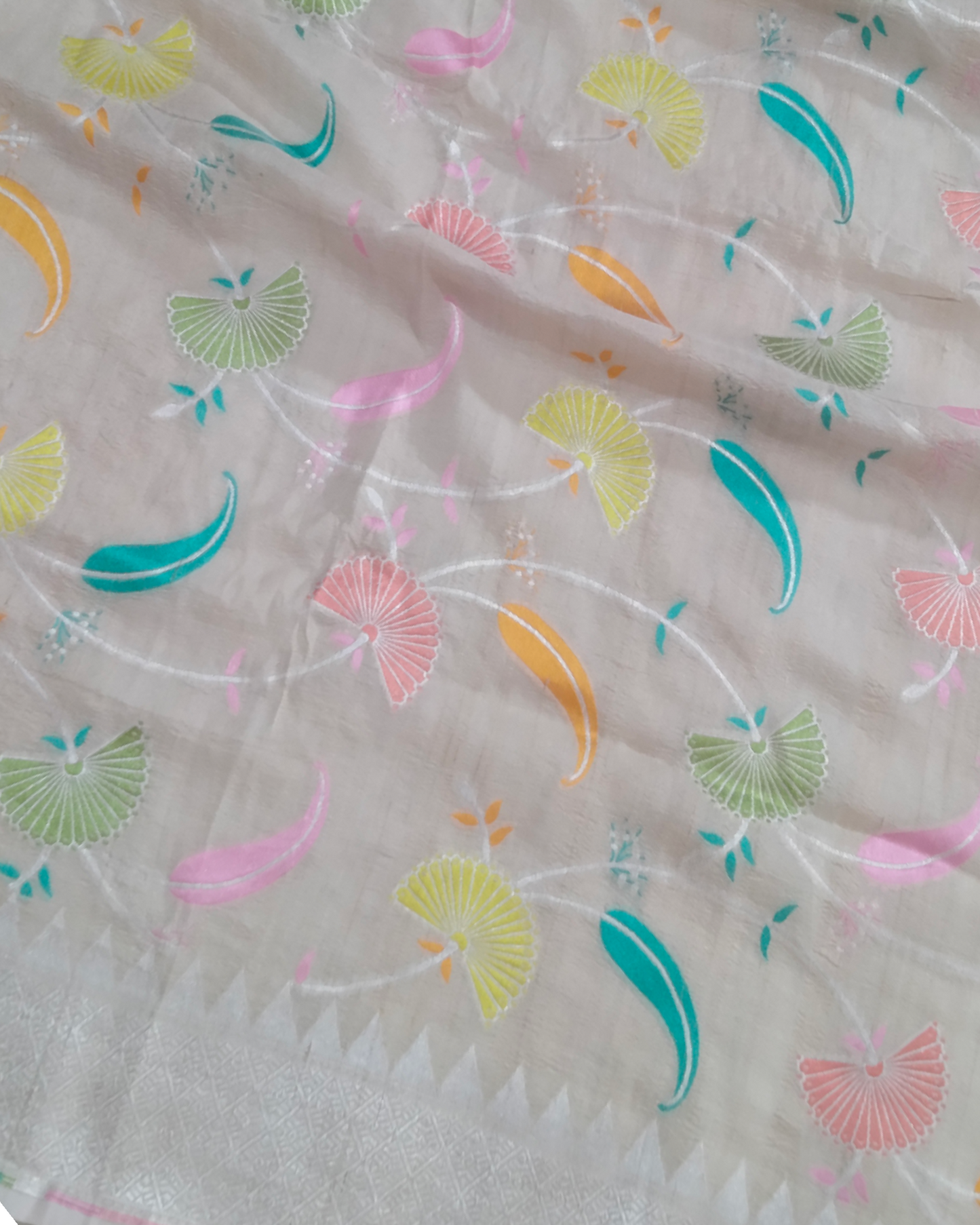 Pure Tussar Handloom with Meenakari - All Over Jaal Work Banarasi Saree