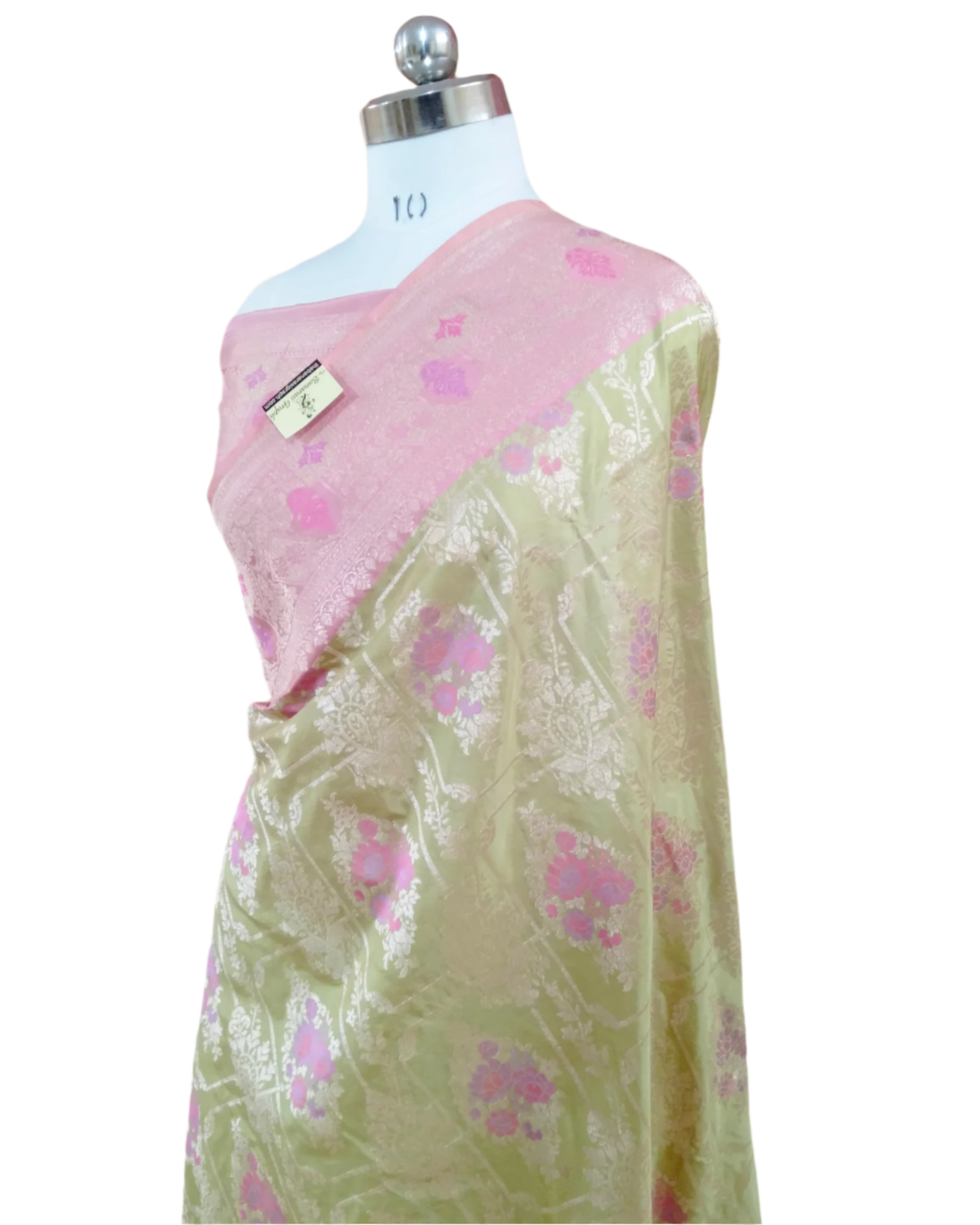Pista Pure Katan Handloom Silk - All Over Jaal Work with Tilfi Meenakari Banarasi Saree