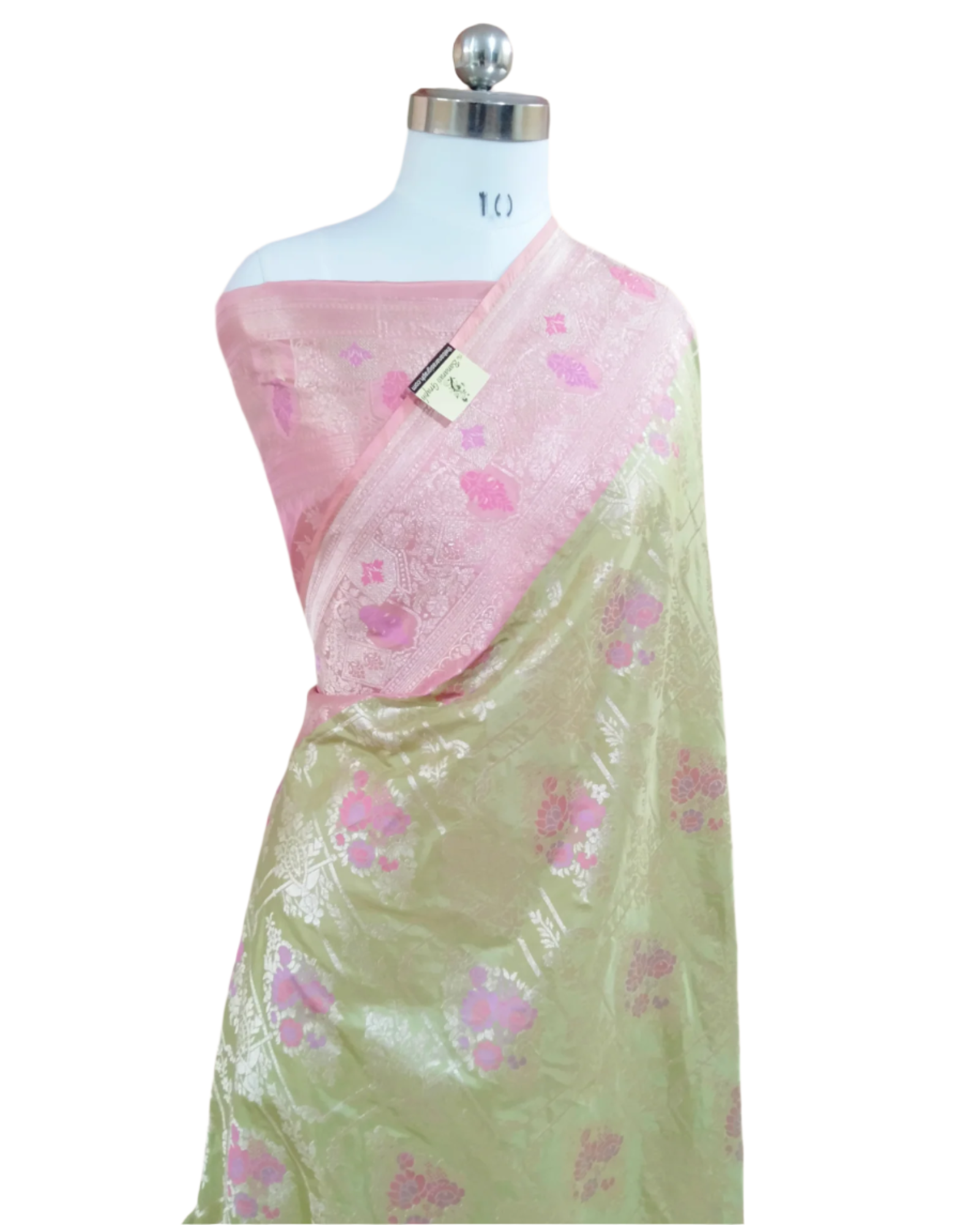 Pista Pure Katan Handloom Silk - All Over Jaal Work with Tilfi Meenakari Banarasi Saree